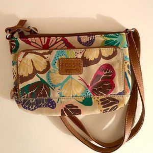 Fossil Butterfly Purse Multi Colored Leather Cross Body Bag